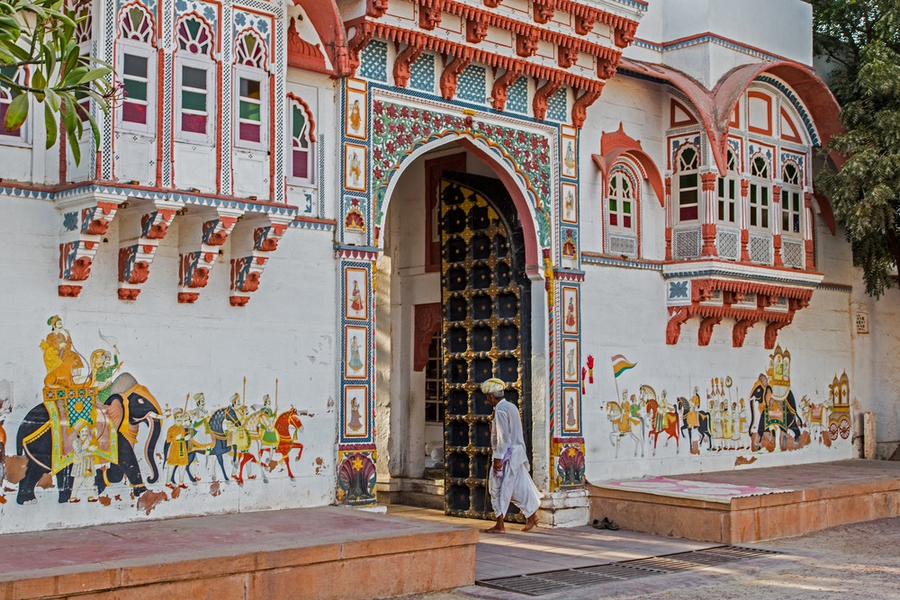 Man walking in Rohet Fort Man walking in Rohet Fort
